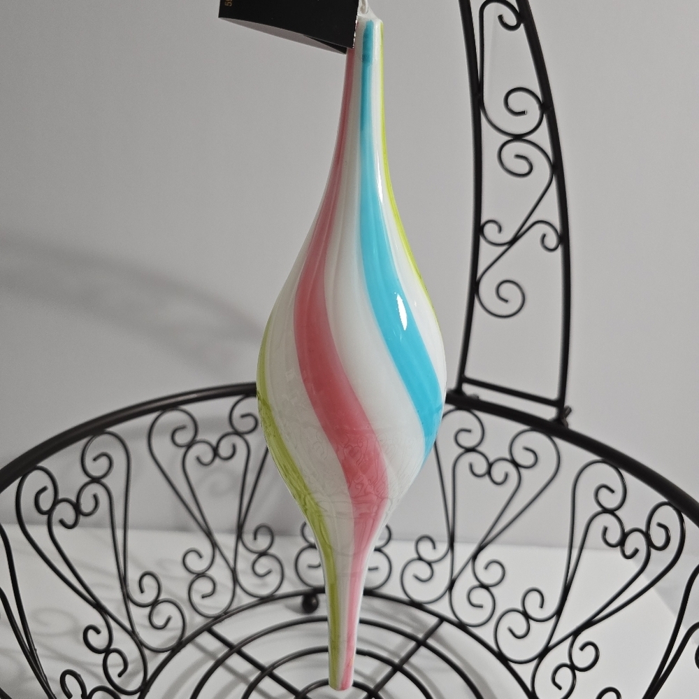 Robert Stanley Pastel Glass Teardrop Ornaments Set 2 NWT - Picture 2 of 3